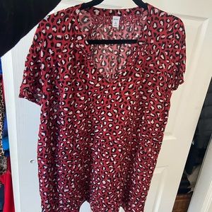 Red Cheetah Print Blouse